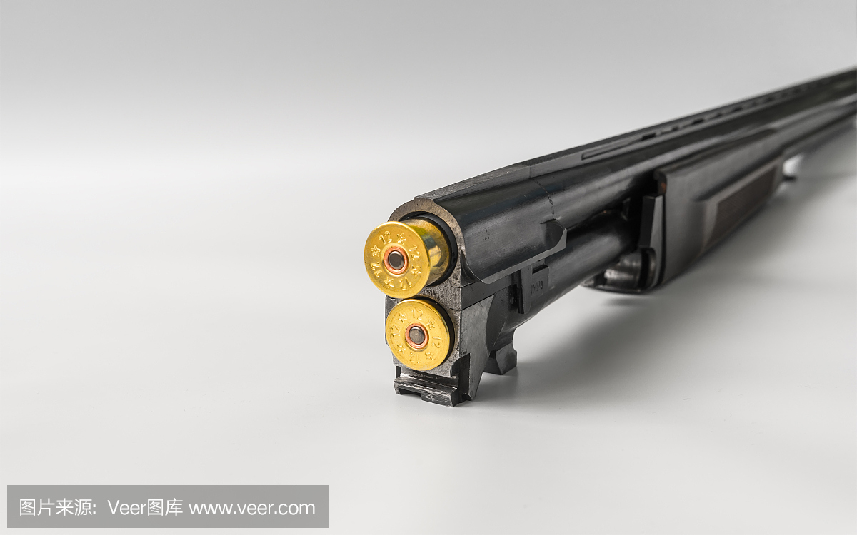 部分轻型背景上的霰弹枪和弹药