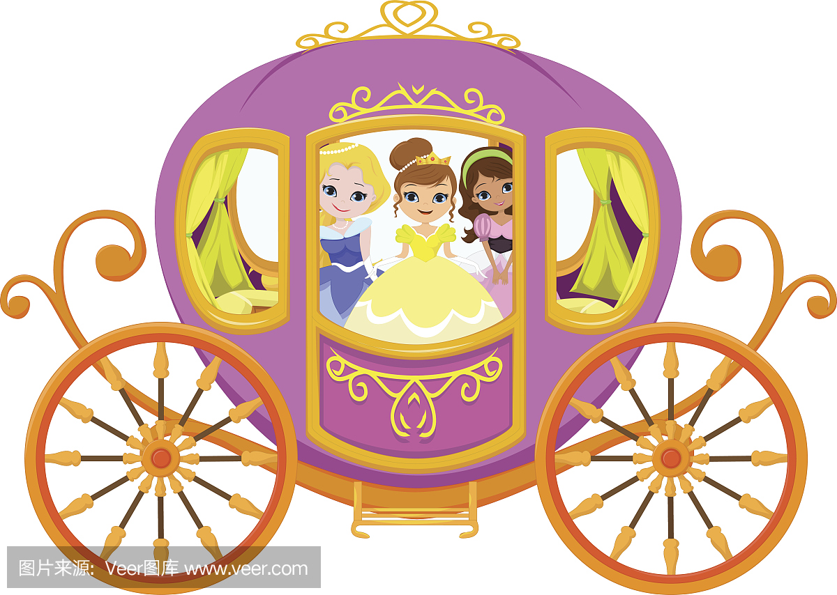 happy princess with royal carriage