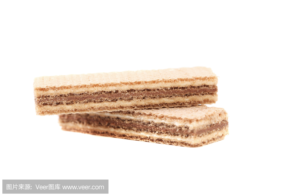 堆叠两个巧克力晶圆。