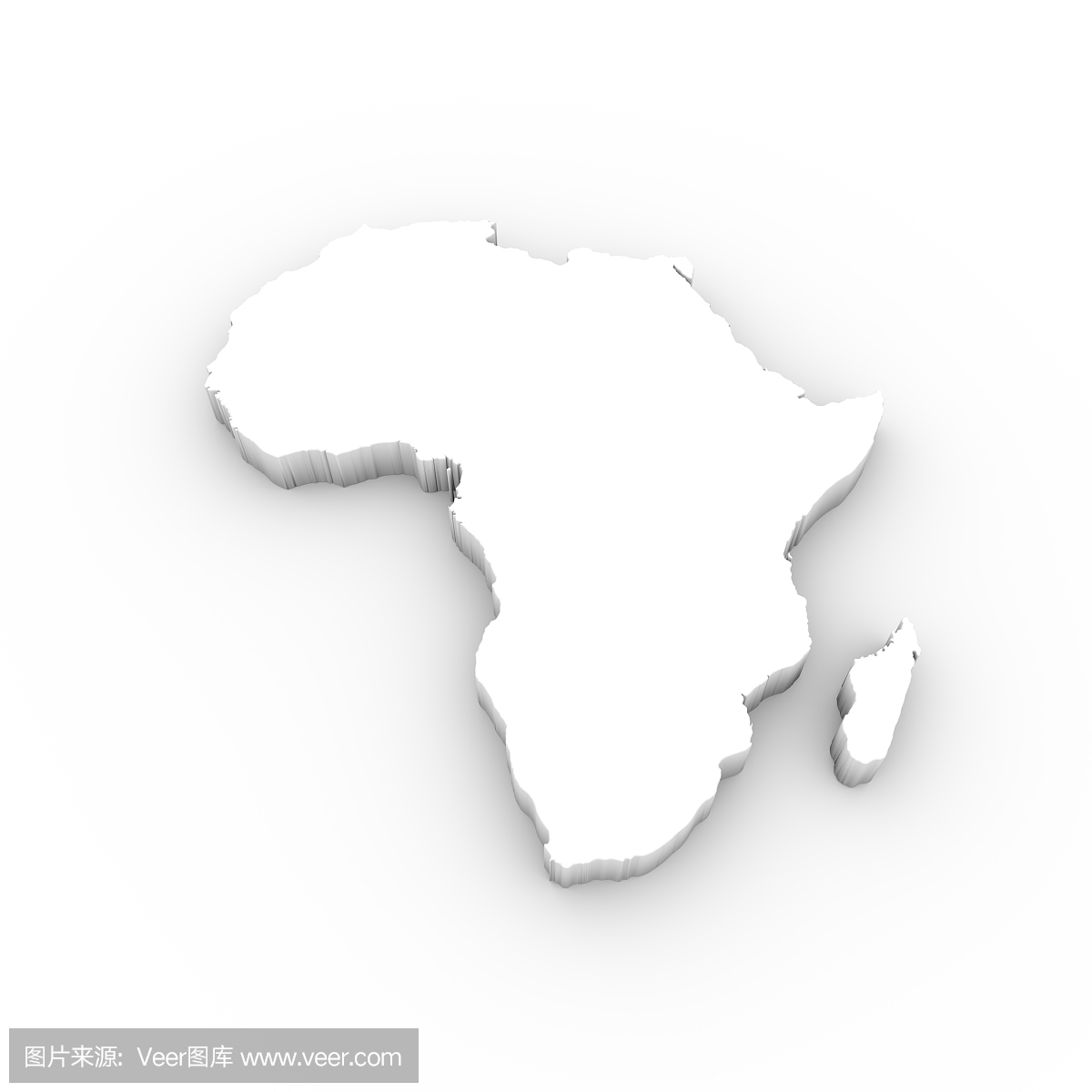 非洲地图3D在白色包括剪切路径