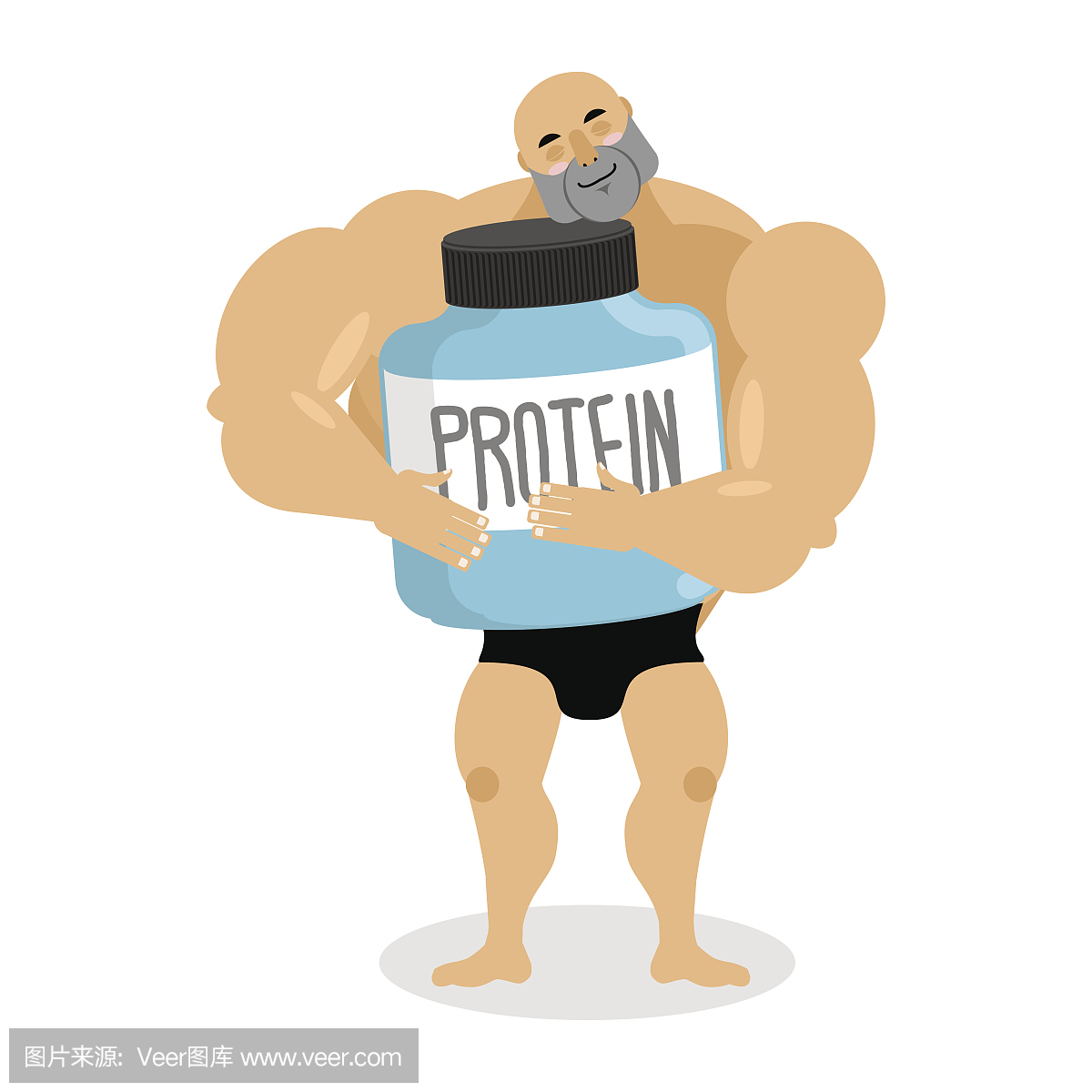 我爱蛋白质运动员和运动营养。可爱的健美运动
