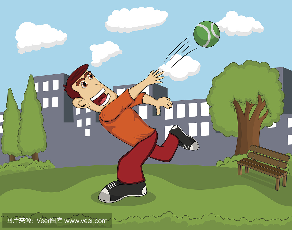 A man throwing a ball with city background