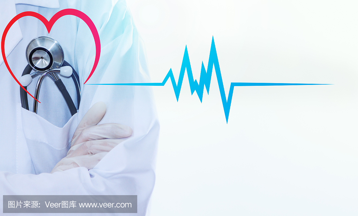医生用听诊器的心脏。