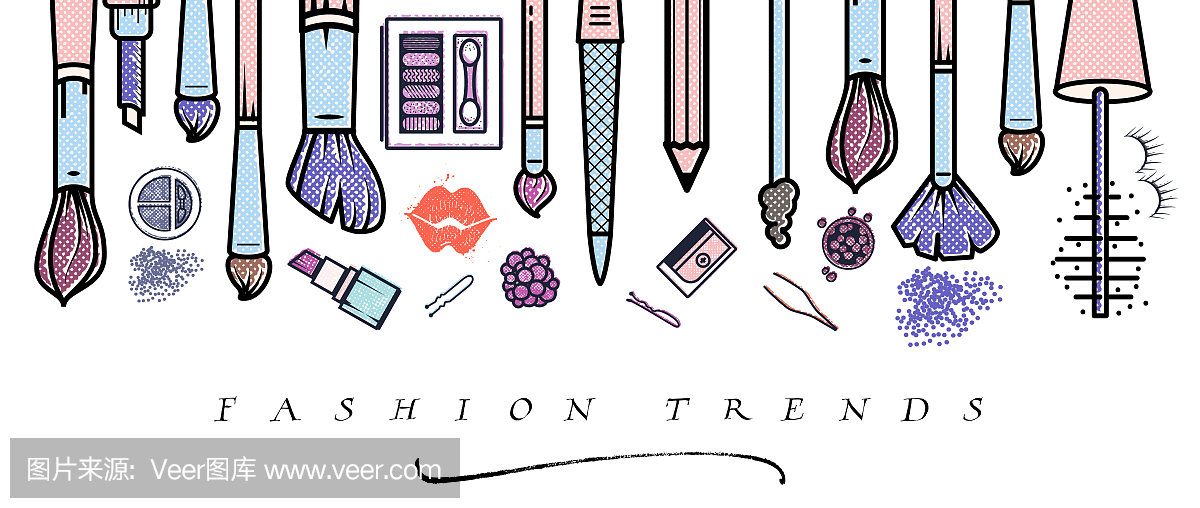 化妆师横幅。美容院时尚趋势背景。经营理念