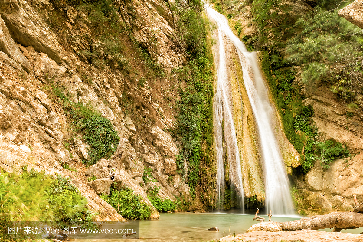 Neda waterfall in Peloponnese. Slow shutter us