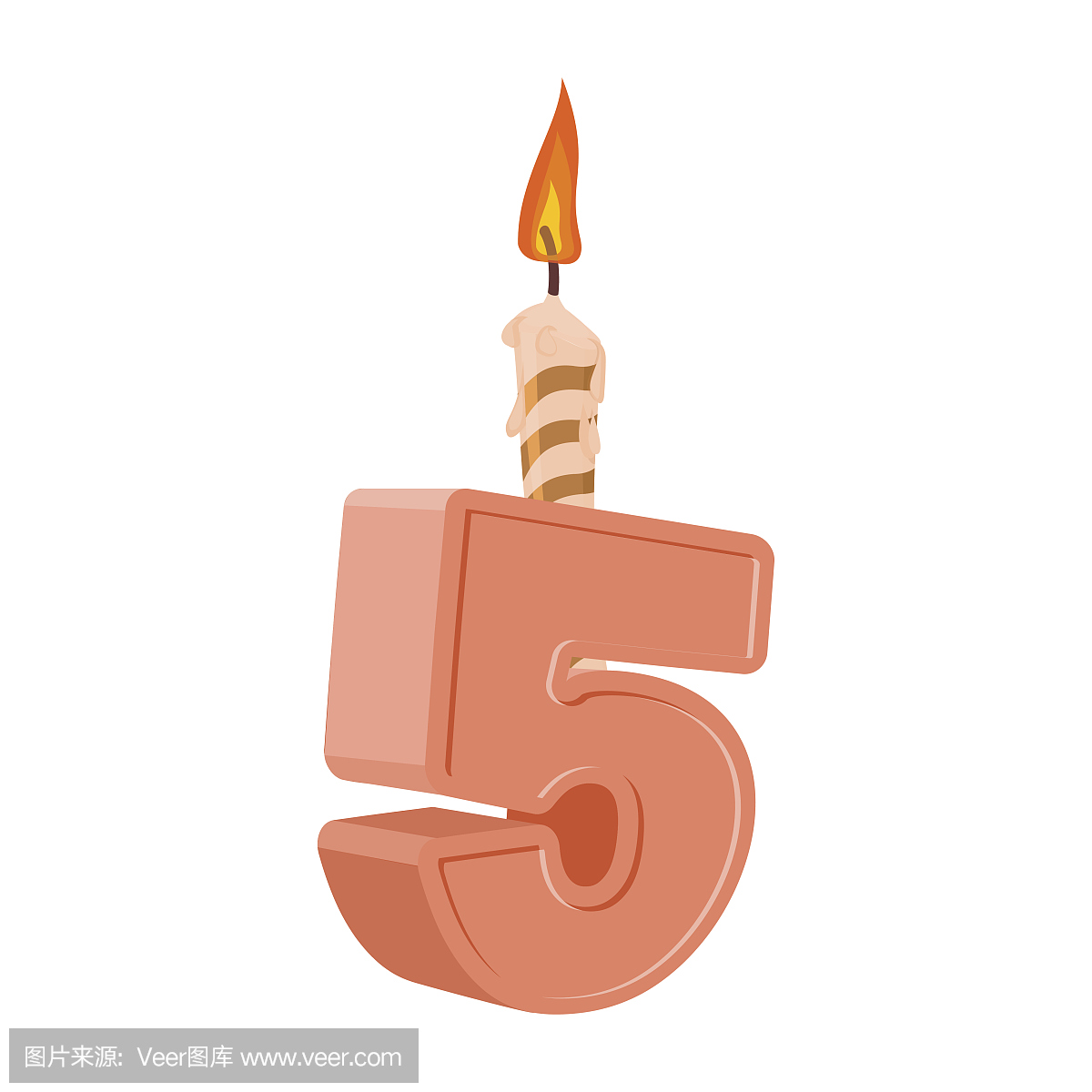 5岁生日。数量节日蜡烛为假期蛋糕。五周年
