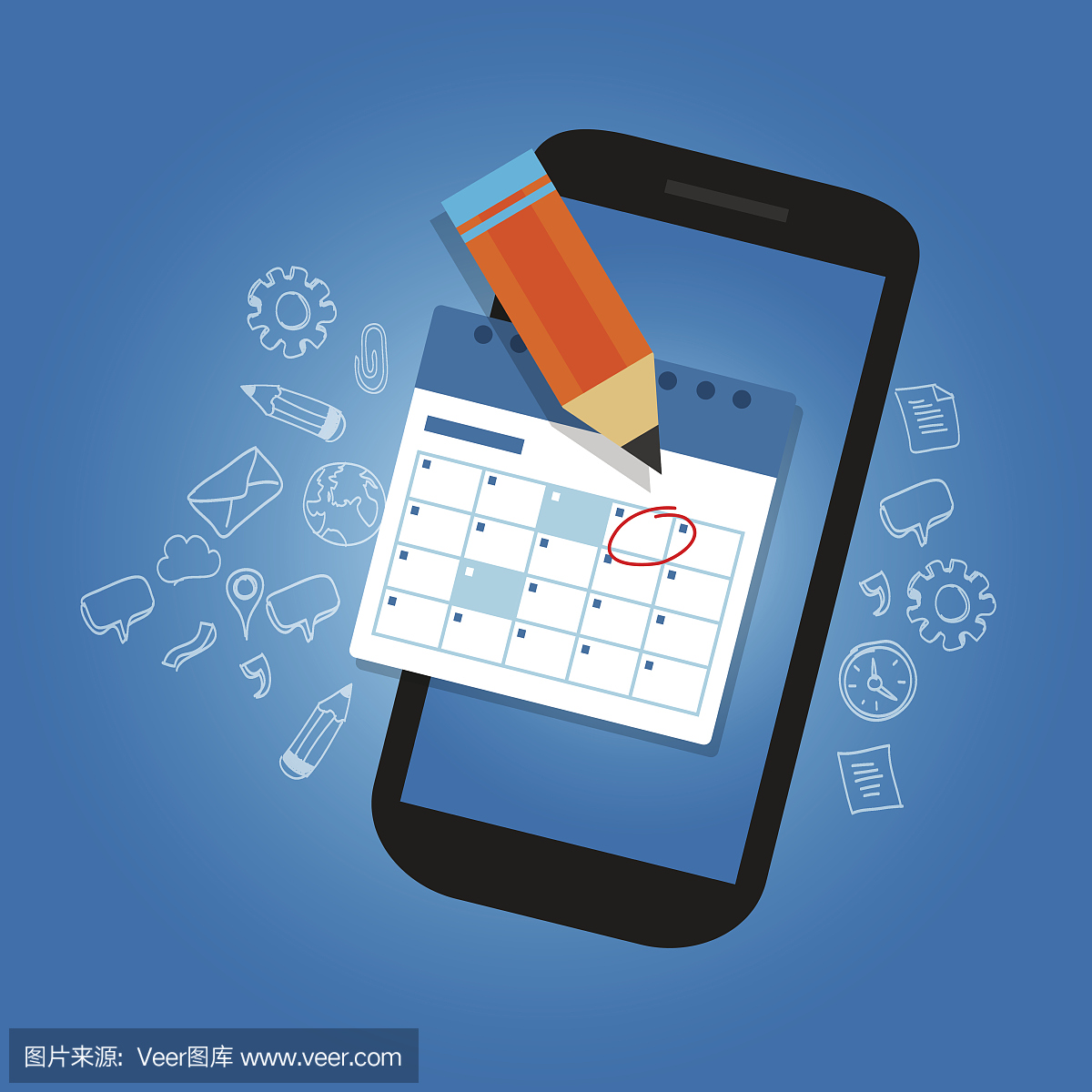 在移动智能手机设备上标记日程表重要日期提醒