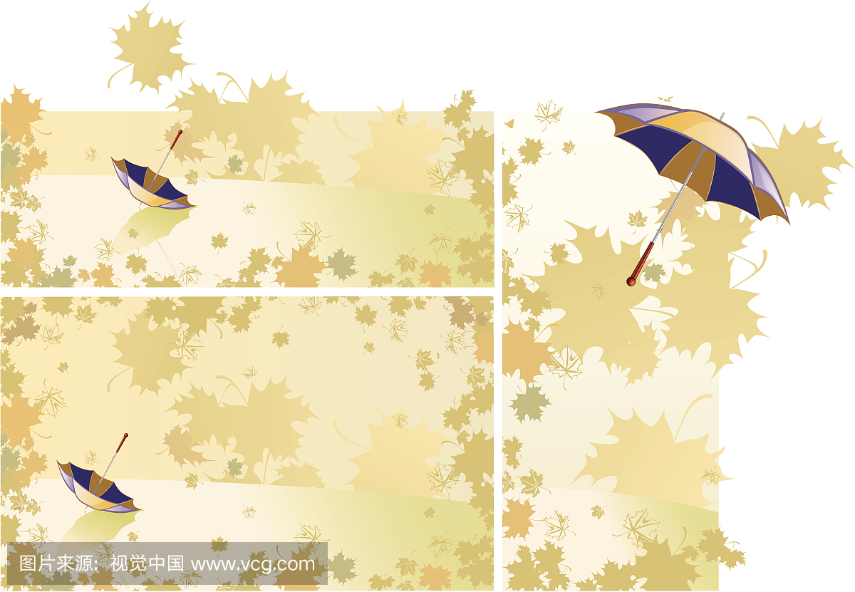 Autum树叶,和雨伞