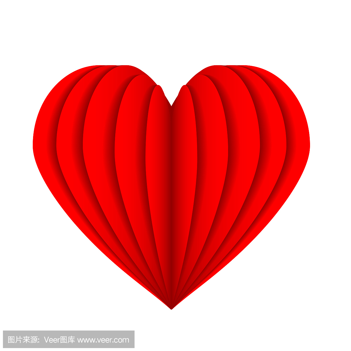 红色的心符号从纸,股票矢量图的爱