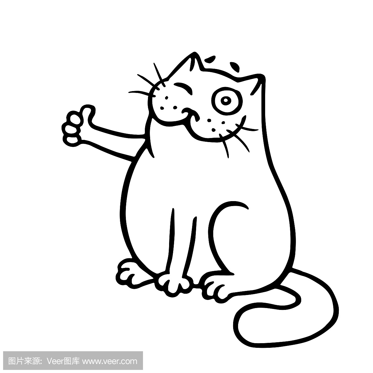 The cat approves and shows a thumbs-up. Gre