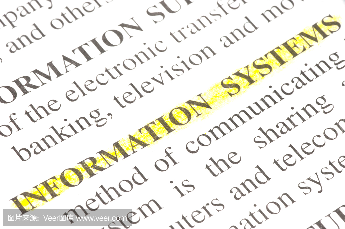 信息系统定义在字典中标记为黄色
