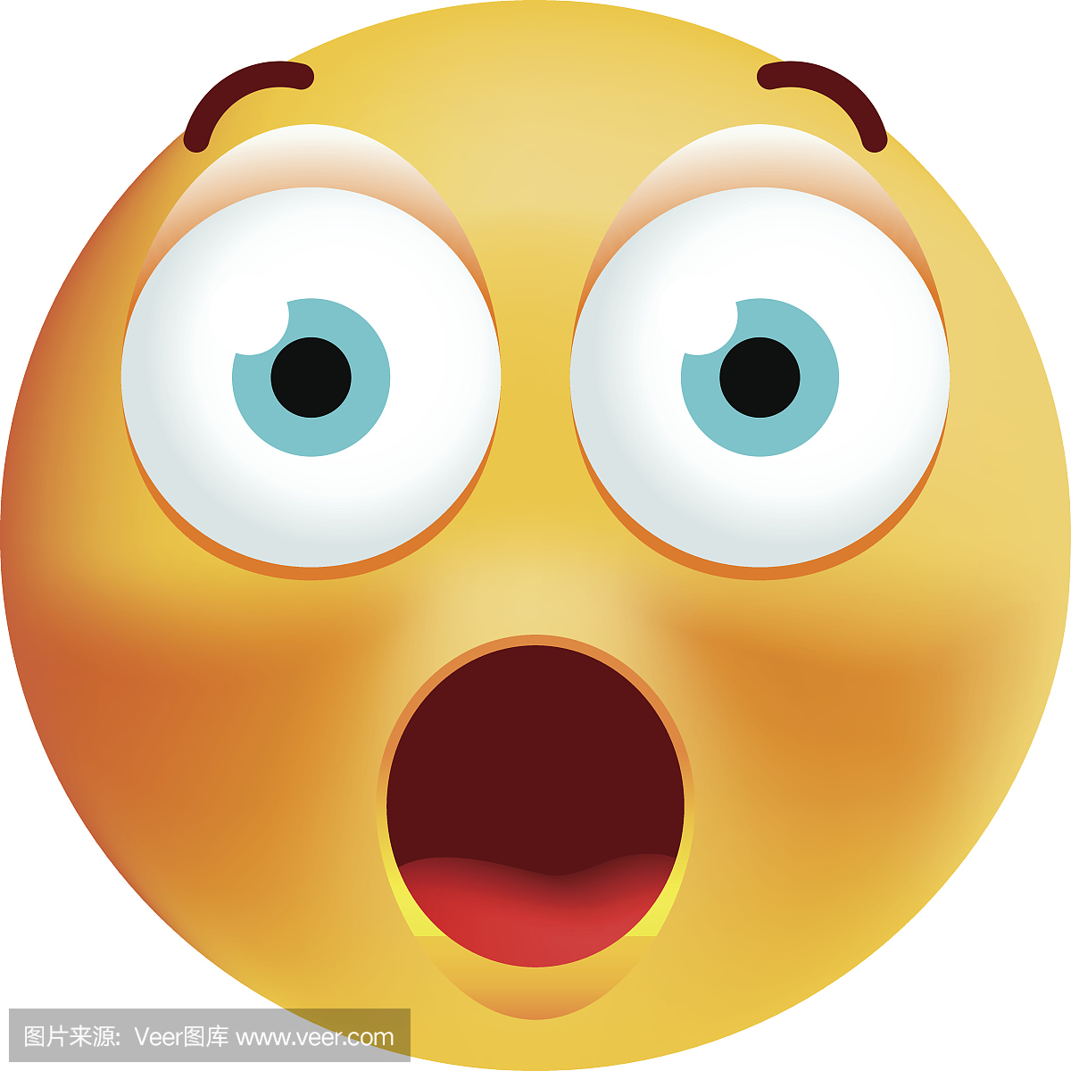 Cute Surprised Emoticon on White Background