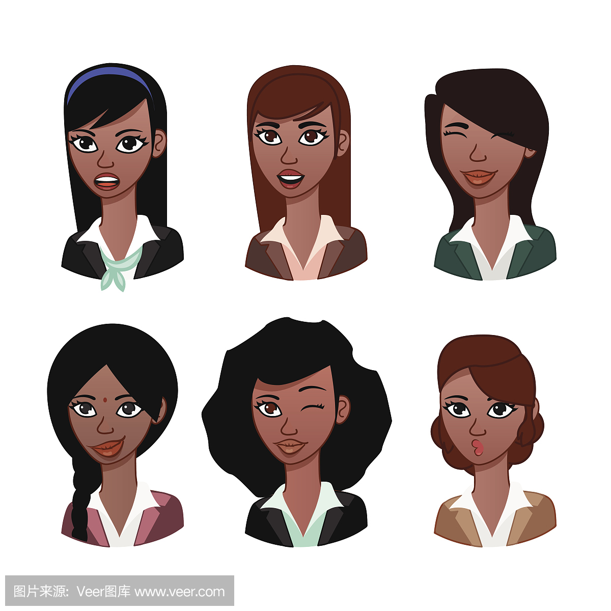 具有不同表达的亚洲阿凡达