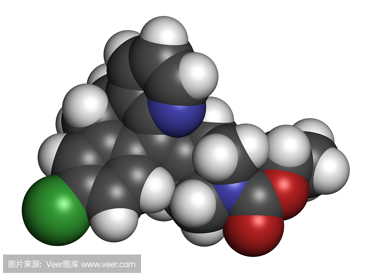 氯雷他定抗组胺药,化学结构。