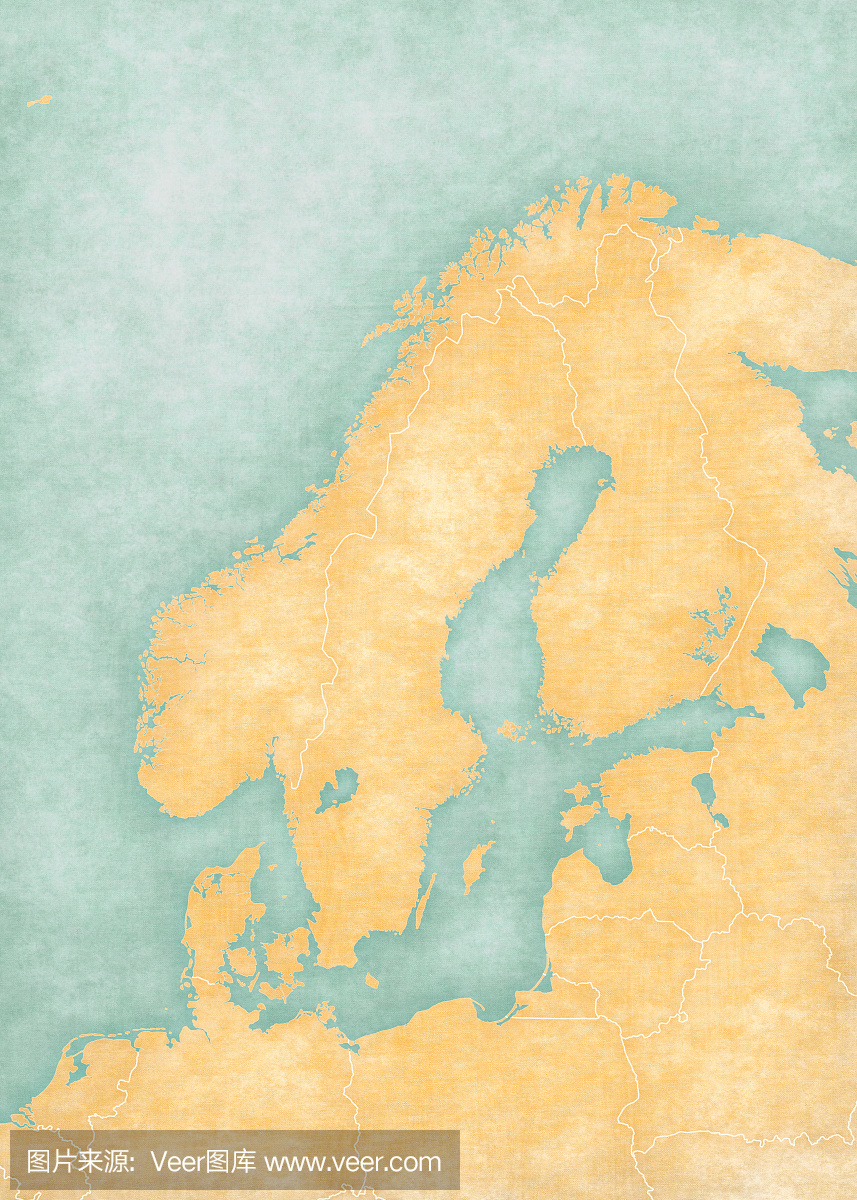 斯堪的那维亚地图 - 空白的地图