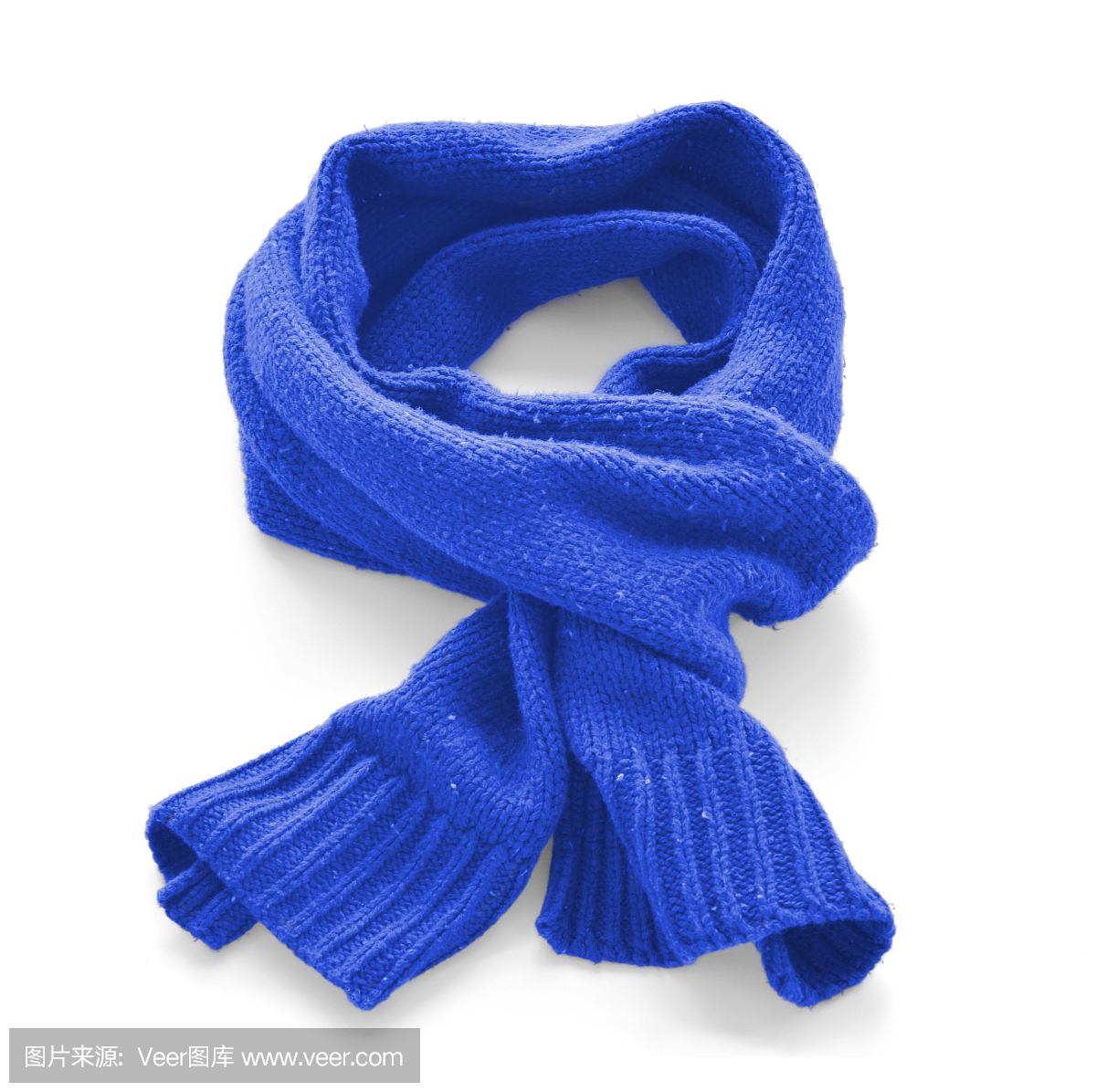 蓝色温暖的围巾在白色背景上