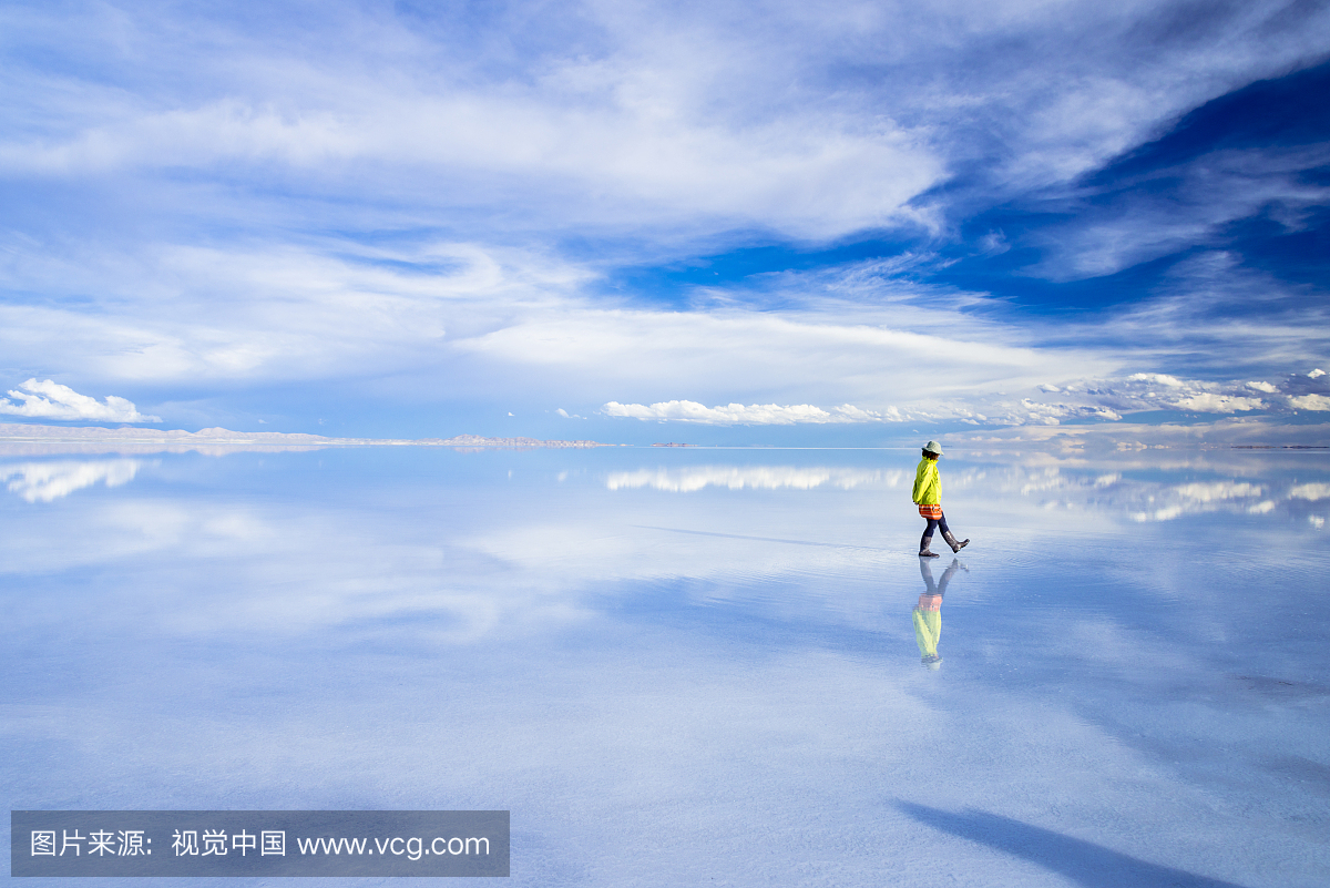 Mirror lake Uyuni salt lake, Bolivia, South America