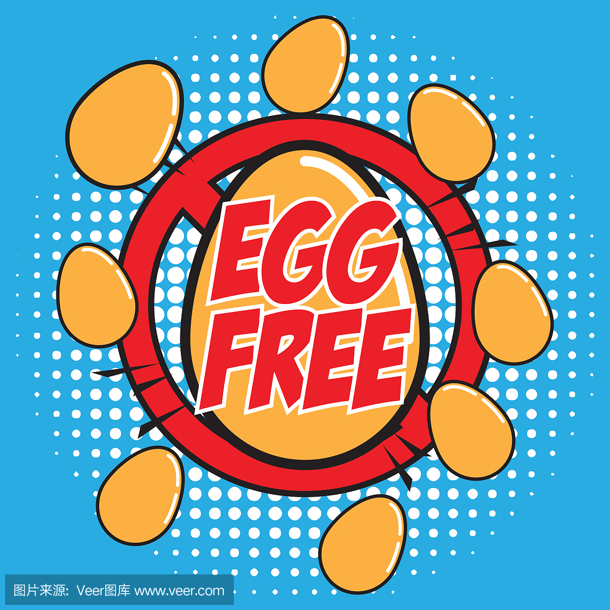 波普艺术风格的乳品免费图标免费鸡蛋过敏原成