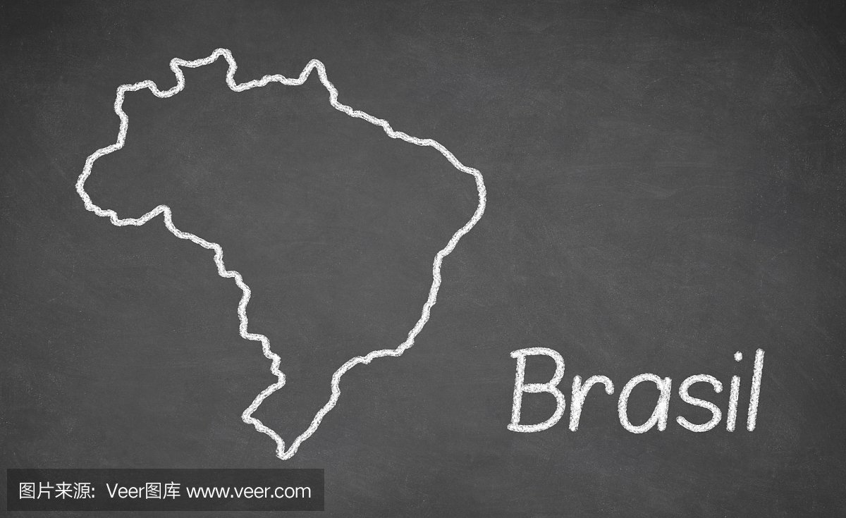 在黑板上绘制的巴西地图
