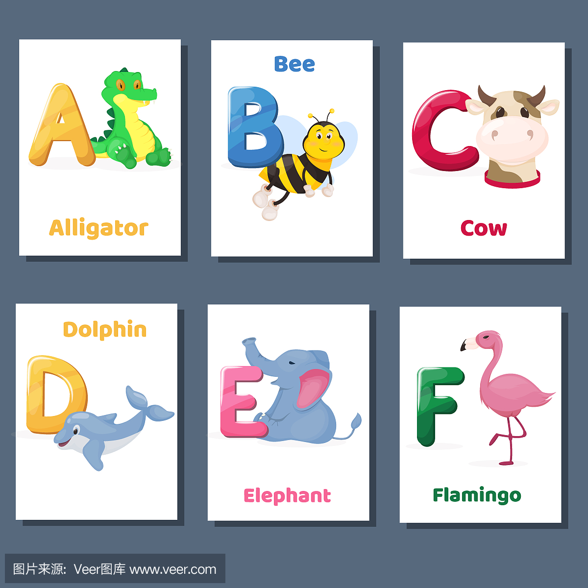 ith letter A B C D E F. Zoo animals for english la