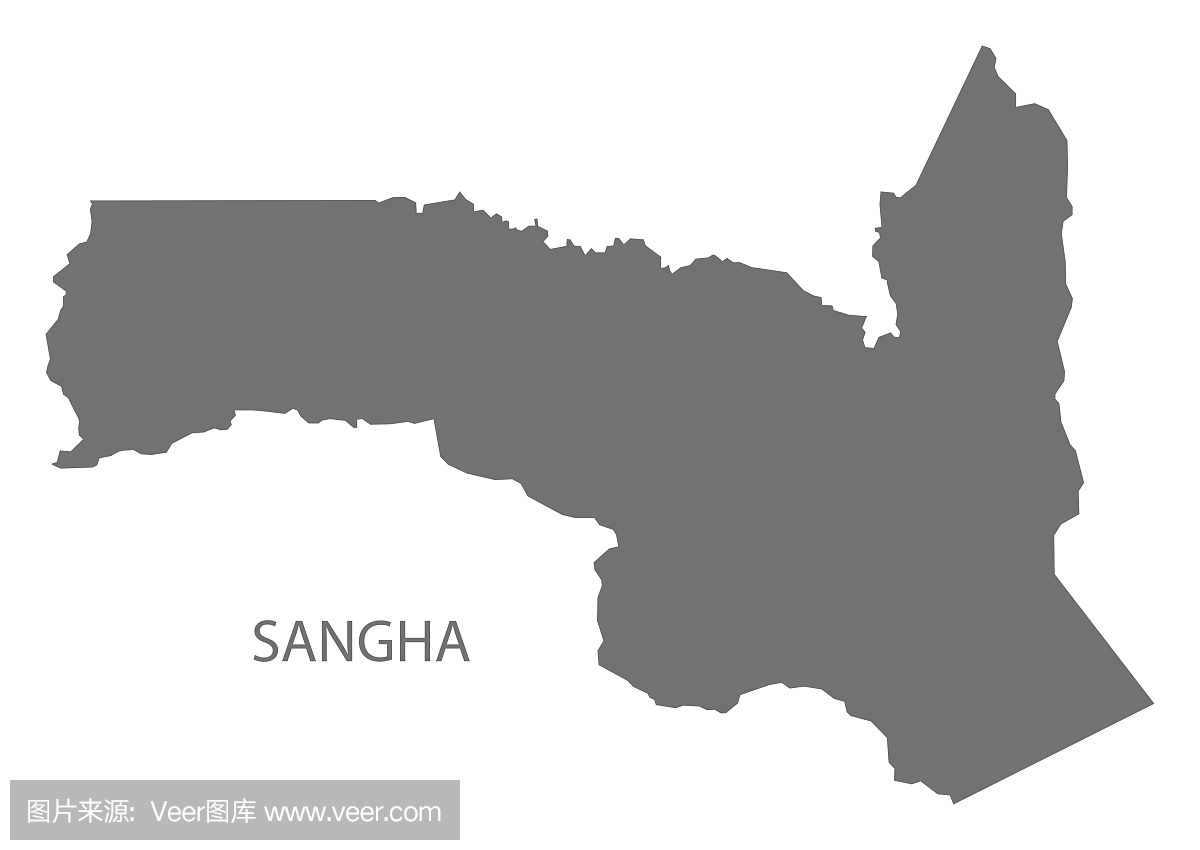 岘港省刚果共和国地图灰色插图剪影