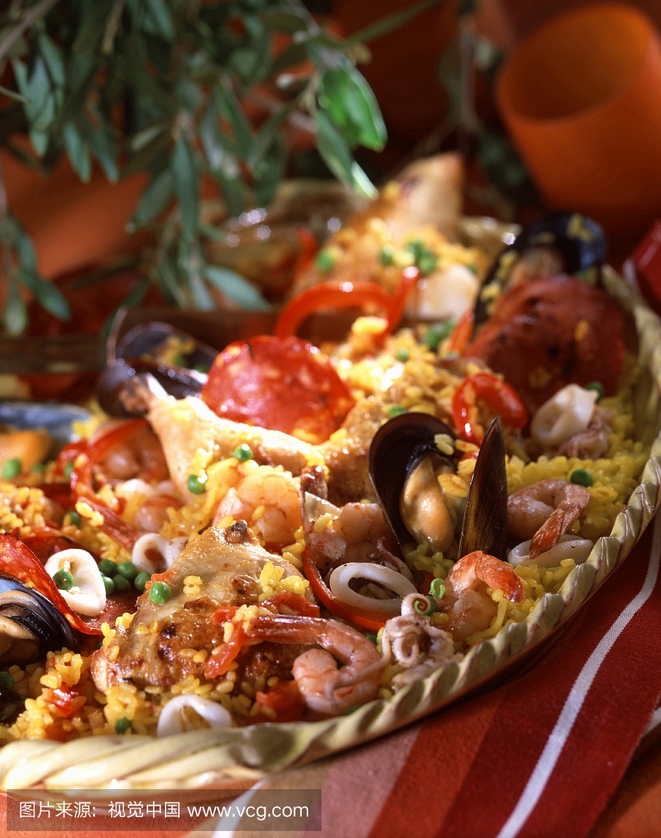 贝壳,海产,西班牙海鲜饭,米