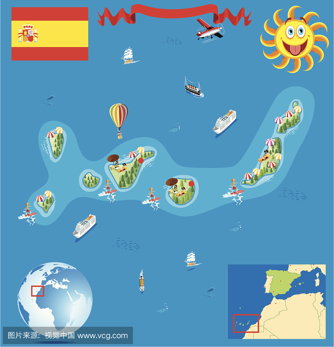 加那利群岛卡通地图