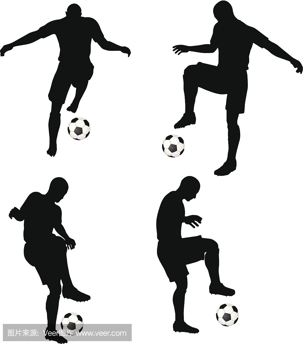 姿势的足球运动员轮廓在运球位置