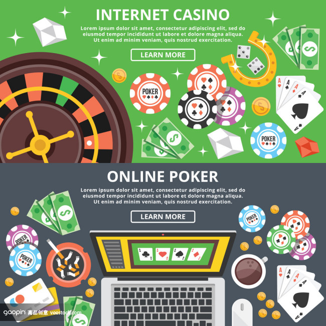 Internet casino, online poker flat illustration conc Internet casino, online poker flat illustration conc