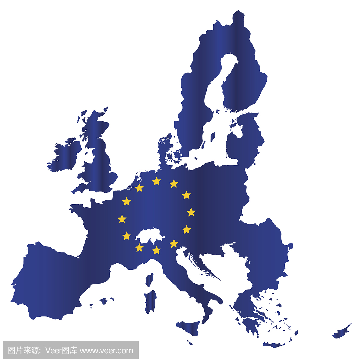 简单的所有欧洲联盟国家在一个地图图