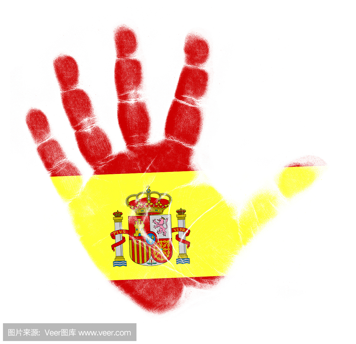 西班牙国旗棕榈印刷孤立