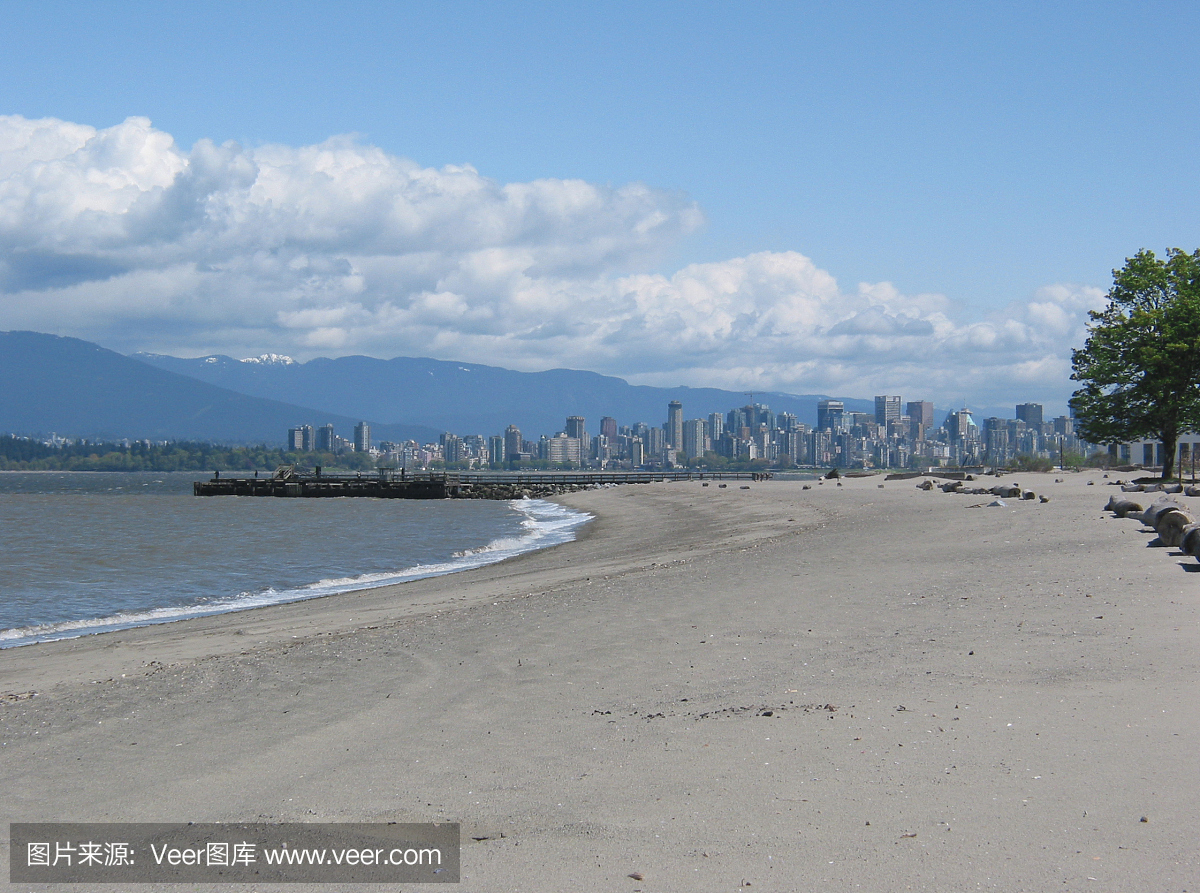 温哥华英文湾海滩城市景观