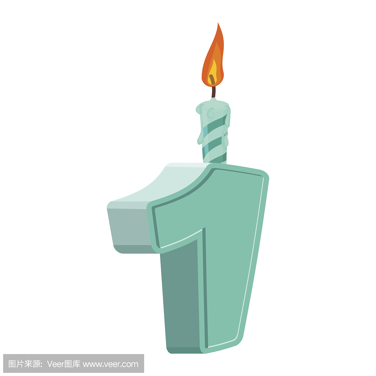 1岁生日带节日蜡烛的假期蛋糕数字。一周年