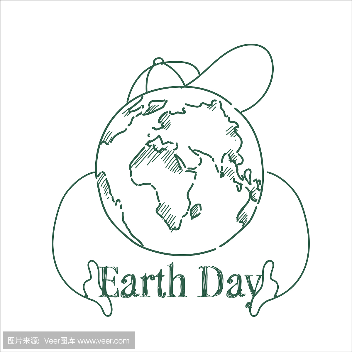 地球日素描贺卡背景手绘快乐假日海报