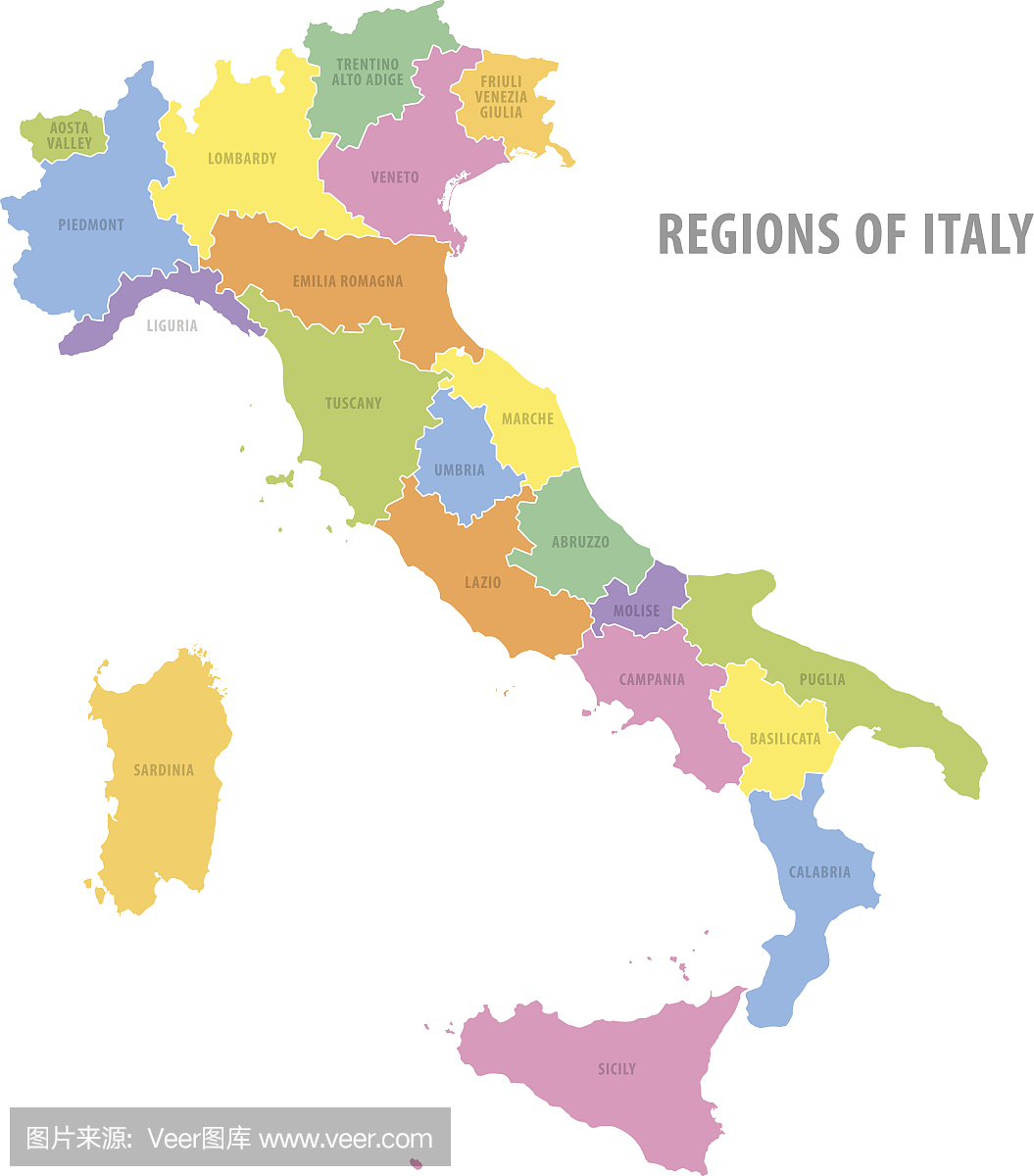 轮廓矢量意大利地图