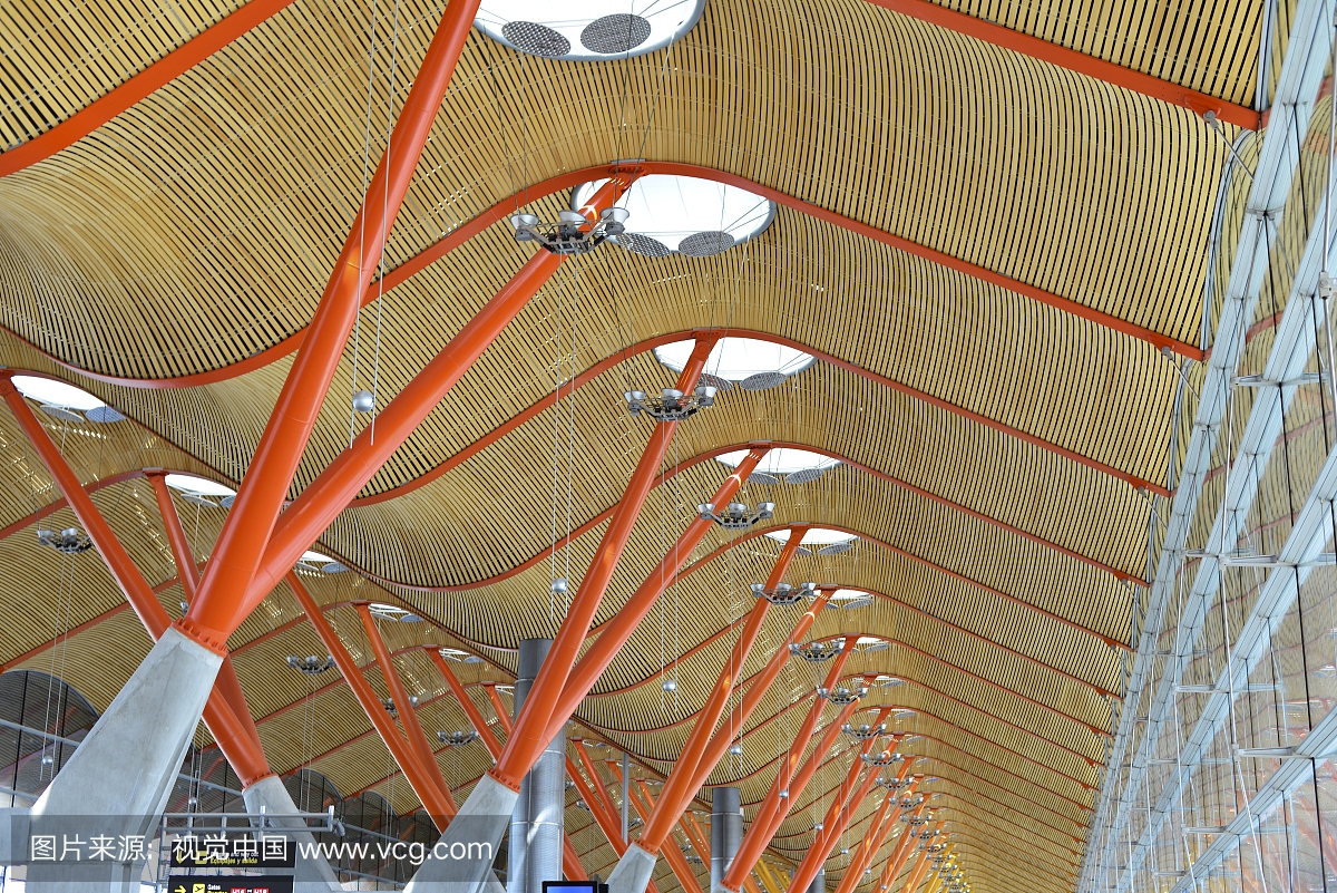 橙色,天花板,马德里巴拉哈斯机场,马德里