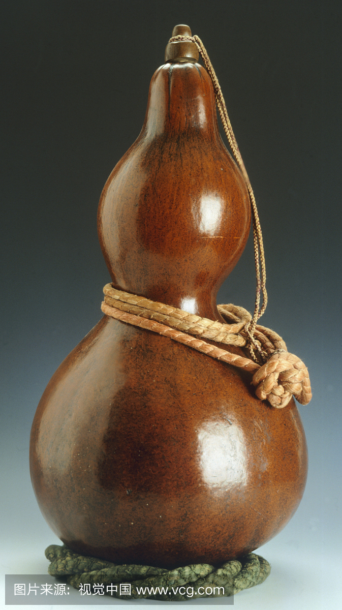 白酒包围着绳,1900-1920年,葫芦,漆,木帽,丝绳