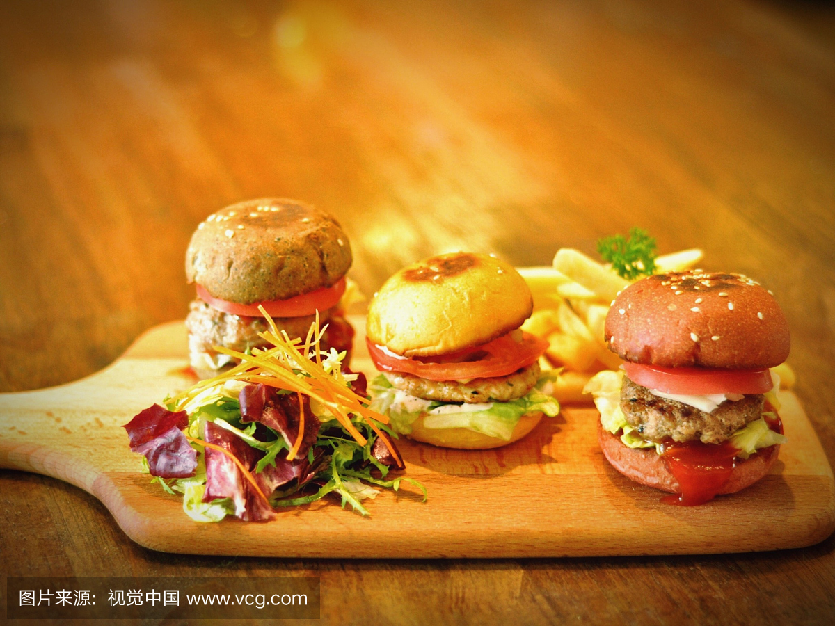 迷你汉堡,小汉堡,白昼,蔬菜