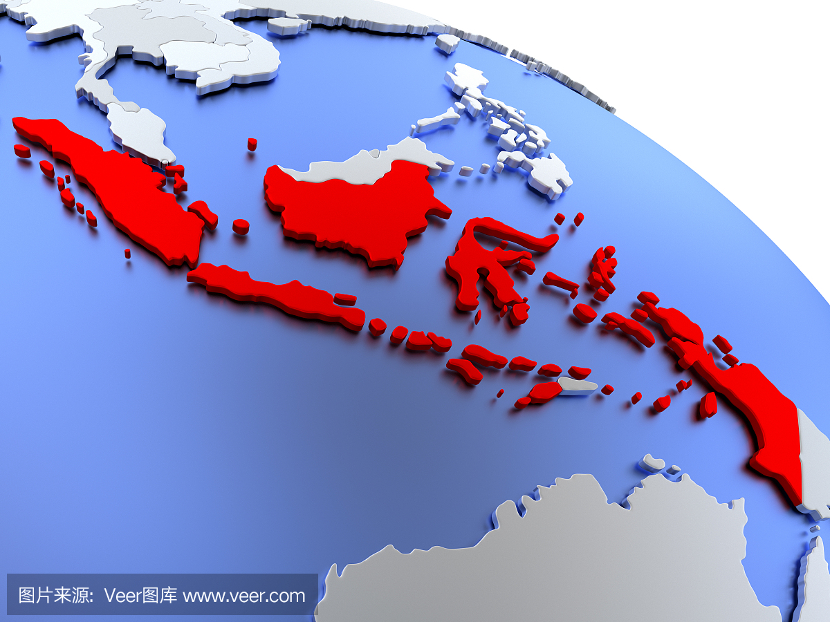 印尼在世界地图上
