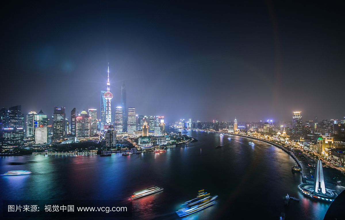 上海城市风光地标建筑 外滩全景