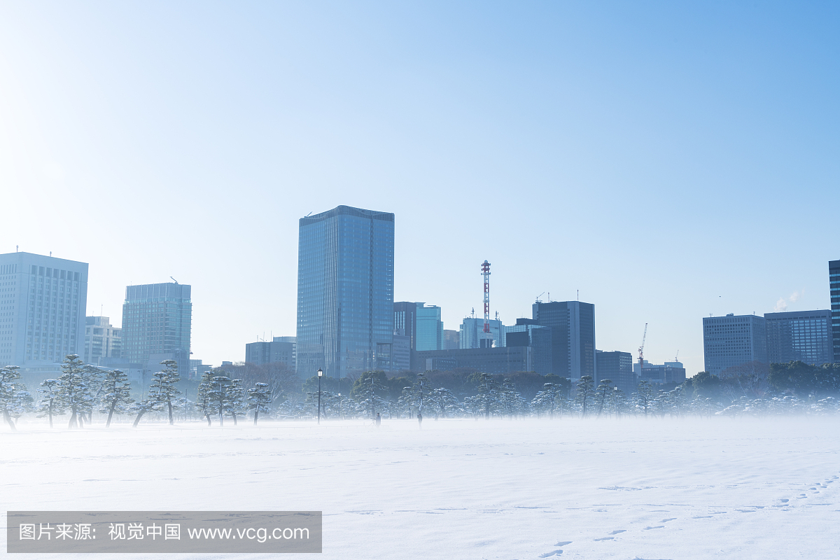 日本东京千代田区冬季暴风雪的第二天早上 - 1