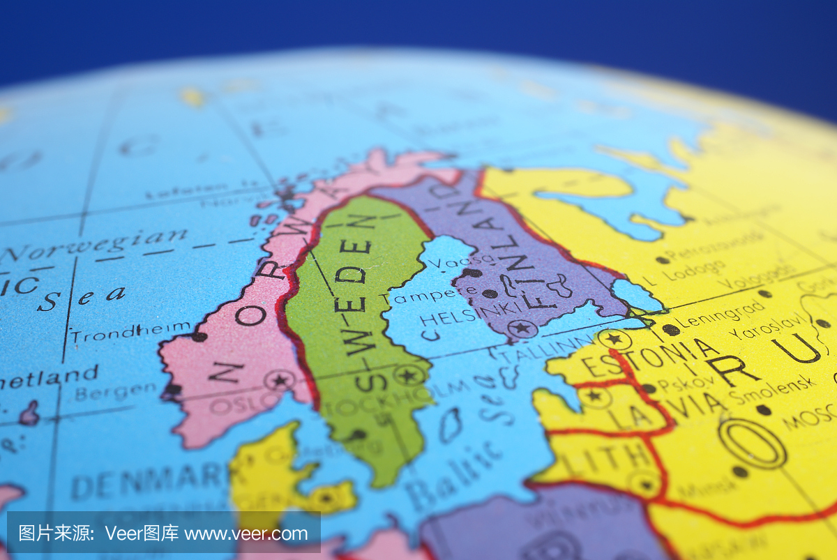 全球地图 - 斯堪的纳维亚国家