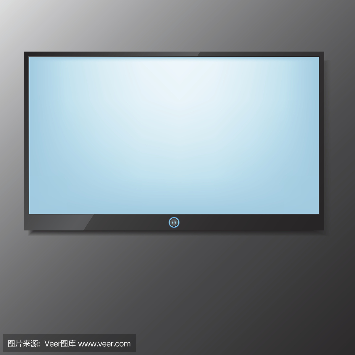 LED \/液晶电视屏幕悬挂在灰色背景上孤立