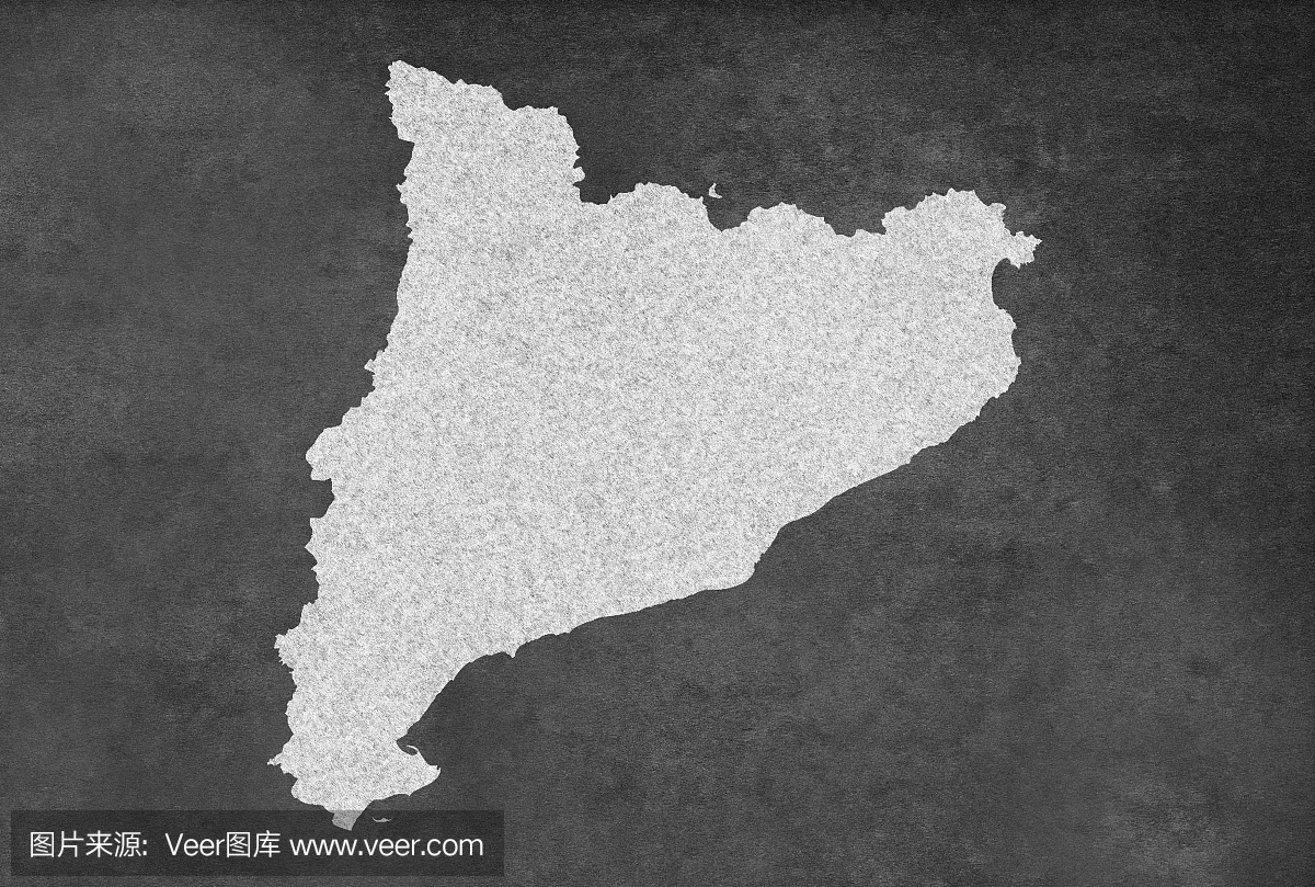 西班牙加泰罗尼亚省地图黑板上的大纲