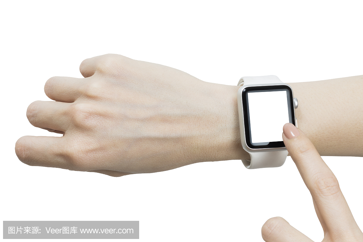 苹果手表42毫米不锈钢与白色运动乐队