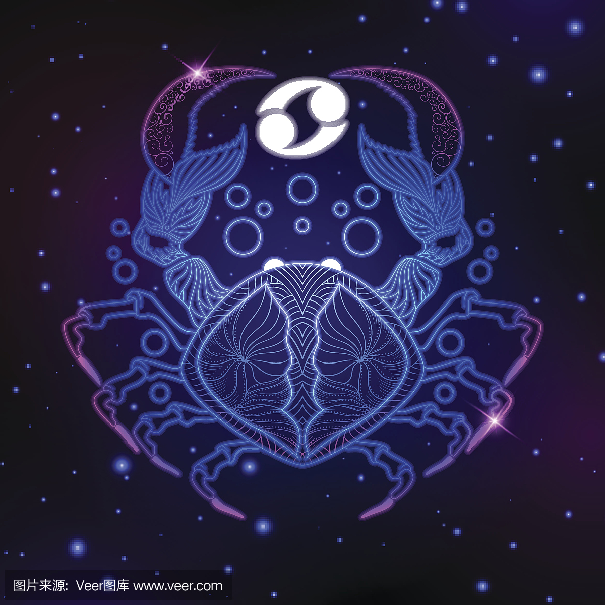 星象水瓶,星座癌症,矢量图2018下半年符号座图片