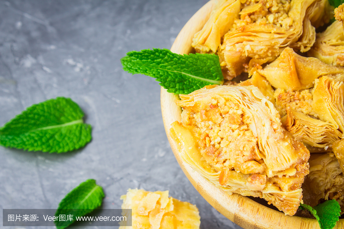 犹太,土耳其,阿拉伯传统的国家甜点。宏。选择