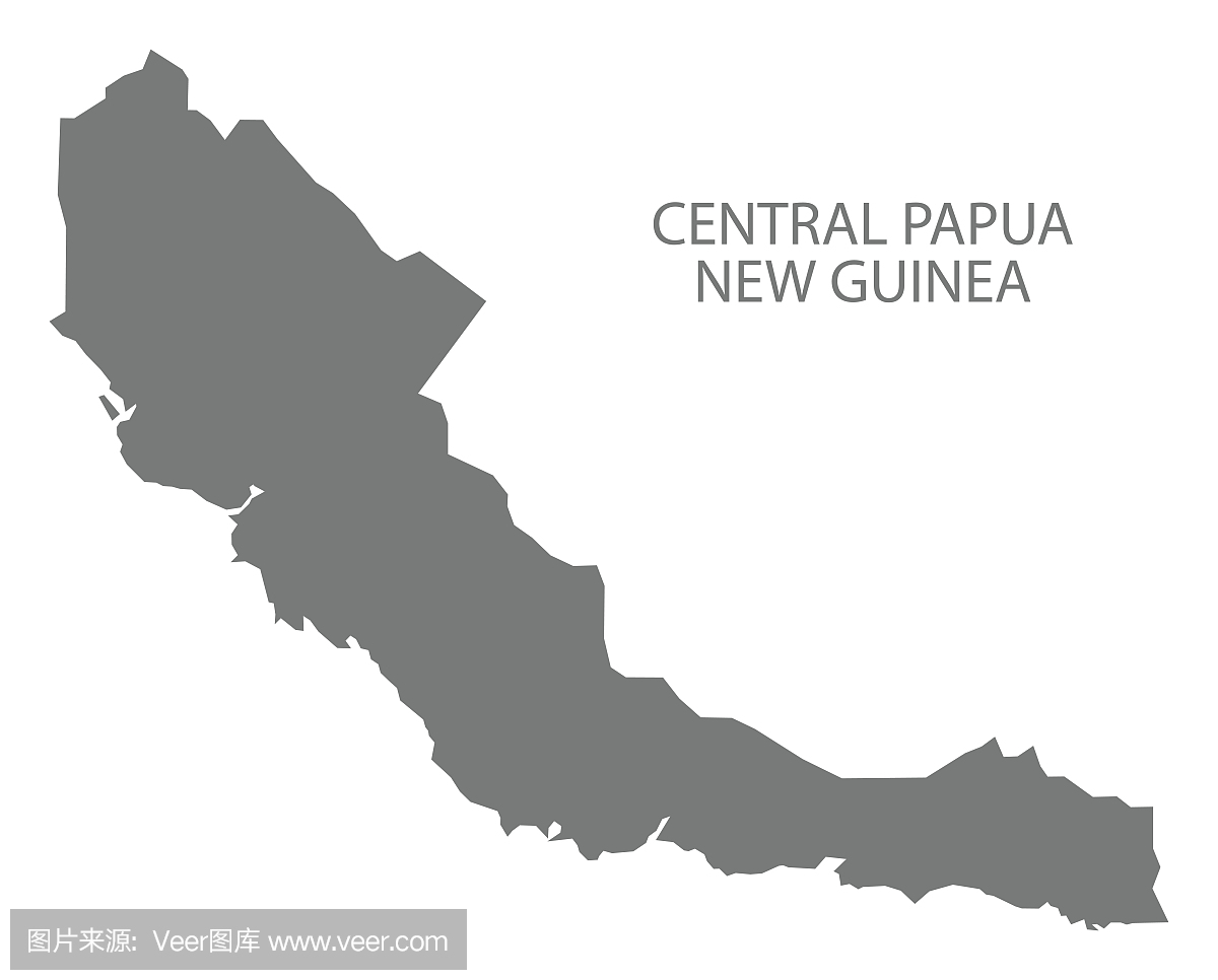 中央巴布亚新几内亚地图灰色的插图轮廓形状