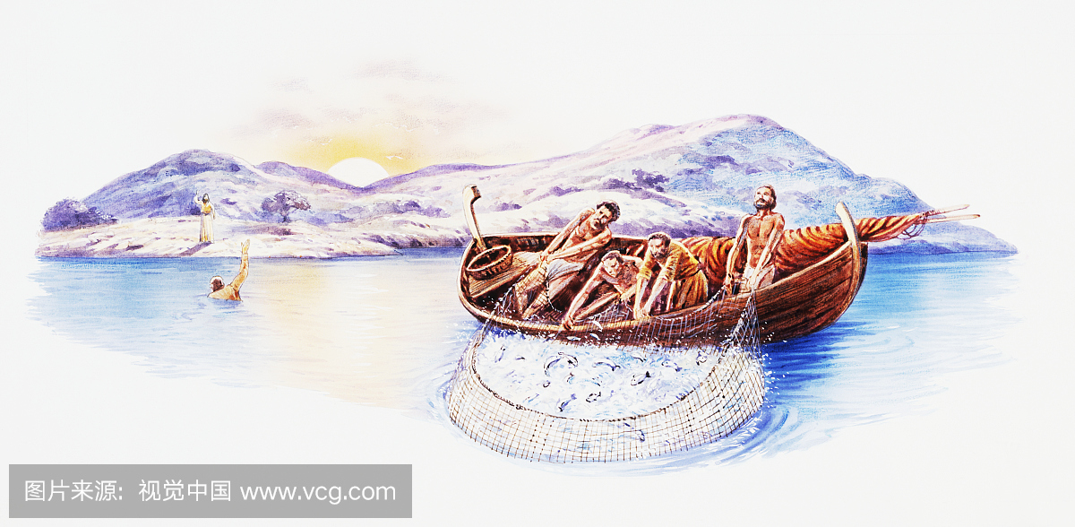 最后的早餐,从约翰福音21章的描写,船上的门徒