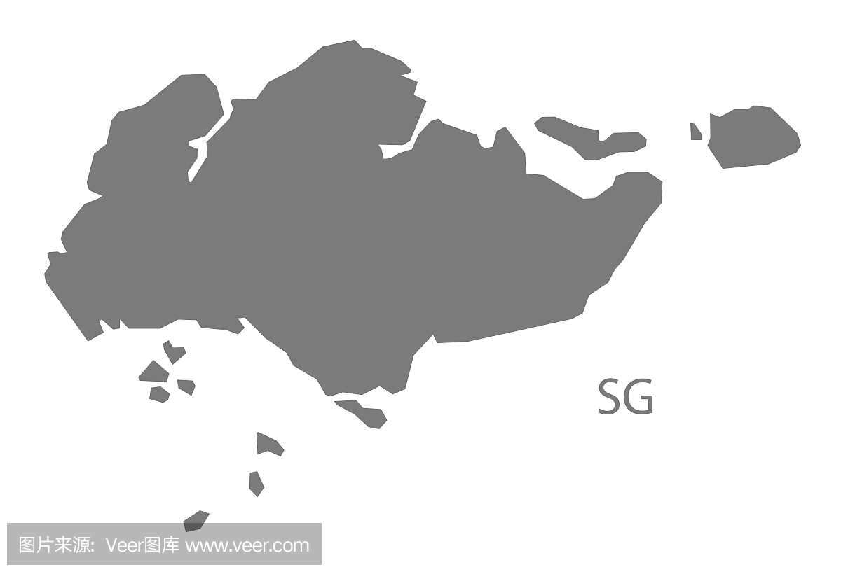 新加坡地图灰色